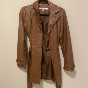 Kenneth Cole / Faux Leather Brown Coat